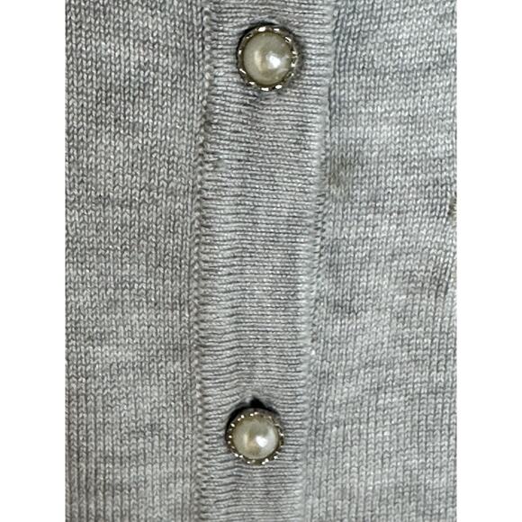 Esperanza Gray Embroidered Floral XL Sweater Cardigan Secretary Retro - Picture 4 of 10